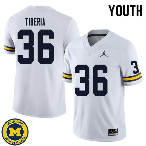 Youth Michigan Wolverines #36 Nico Tiberia White High School Football Jersey